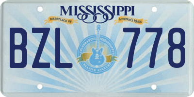 MS license plate BZL778