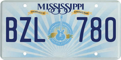 MS license plate BZL780