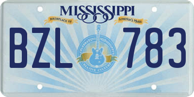 MS license plate BZL783