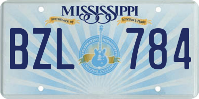 MS license plate BZL784