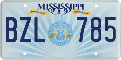 MS license plate BZL785