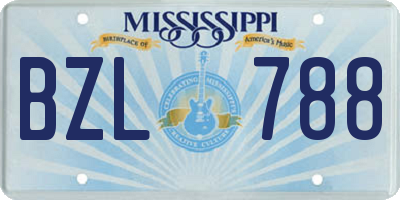 MS license plate BZL788
