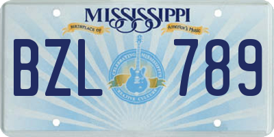 MS license plate BZL789