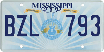 MS license plate BZL793