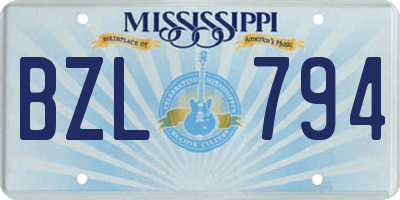 MS license plate BZL794