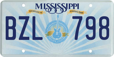 MS license plate BZL798