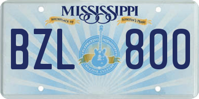 MS license plate BZL800