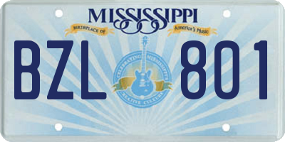MS license plate BZL801