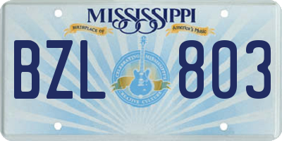 MS license plate BZL803