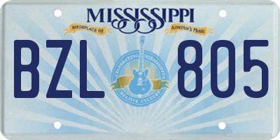 MS license plate BZL805