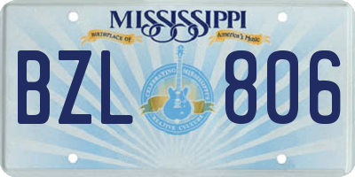 MS license plate BZL806