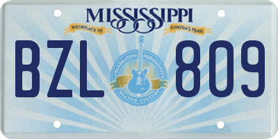 MS license plate BZL809