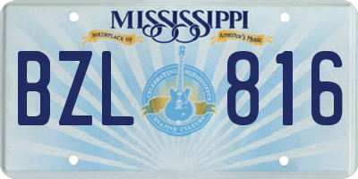 MS license plate BZL816