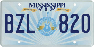 MS license plate BZL820