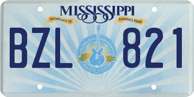 MS license plate BZL821