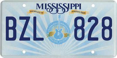 MS license plate BZL828