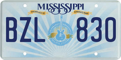 MS license plate BZL830