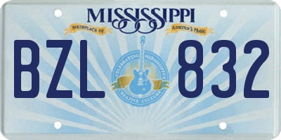 MS license plate BZL832