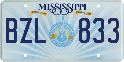 MS license plate BZL833