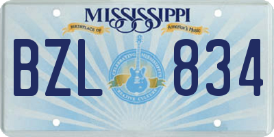 MS license plate BZL834