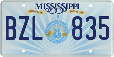 MS license plate BZL835