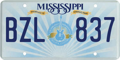 MS license plate BZL837