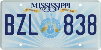 MS license plate BZL838