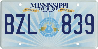 MS license plate BZL839