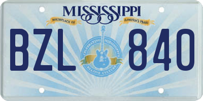 MS license plate BZL840