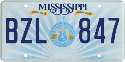 MS license plate BZL847