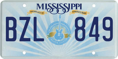 MS license plate BZL849