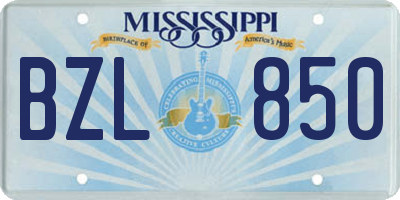 MS license plate BZL850