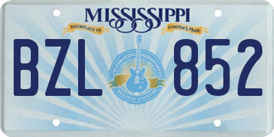 MS license plate BZL852