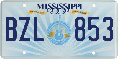 MS license plate BZL853