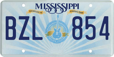 MS license plate BZL854