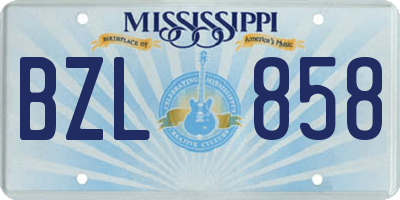 MS license plate BZL858