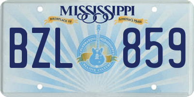 MS license plate BZL859