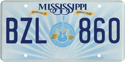 MS license plate BZL860
