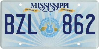 MS license plate BZL862
