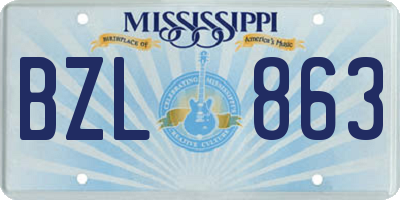 MS license plate BZL863