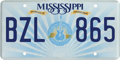 MS license plate BZL865