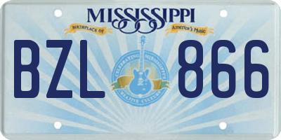 MS license plate BZL866