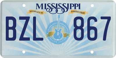 MS license plate BZL867