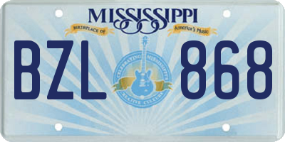 MS license plate BZL868