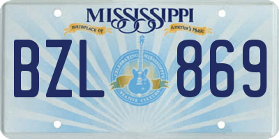 MS license plate BZL869