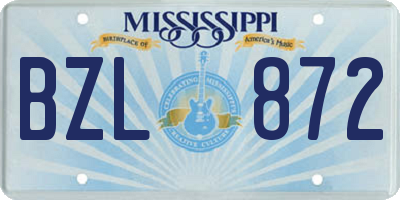 MS license plate BZL872