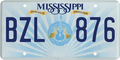 MS license plate BZL876