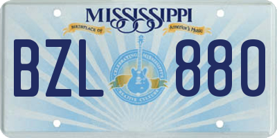 MS license plate BZL880