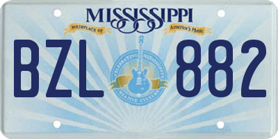 MS license plate BZL882