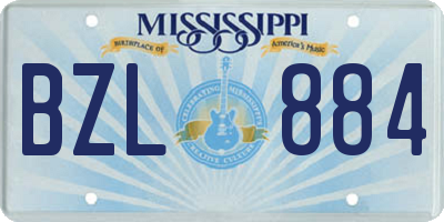 MS license plate BZL884
